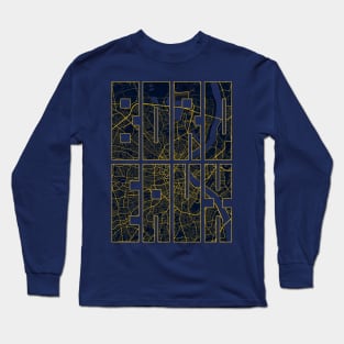 Bordeaux, France City Map Typography - Gold Art Deco Long Sleeve T-Shirt